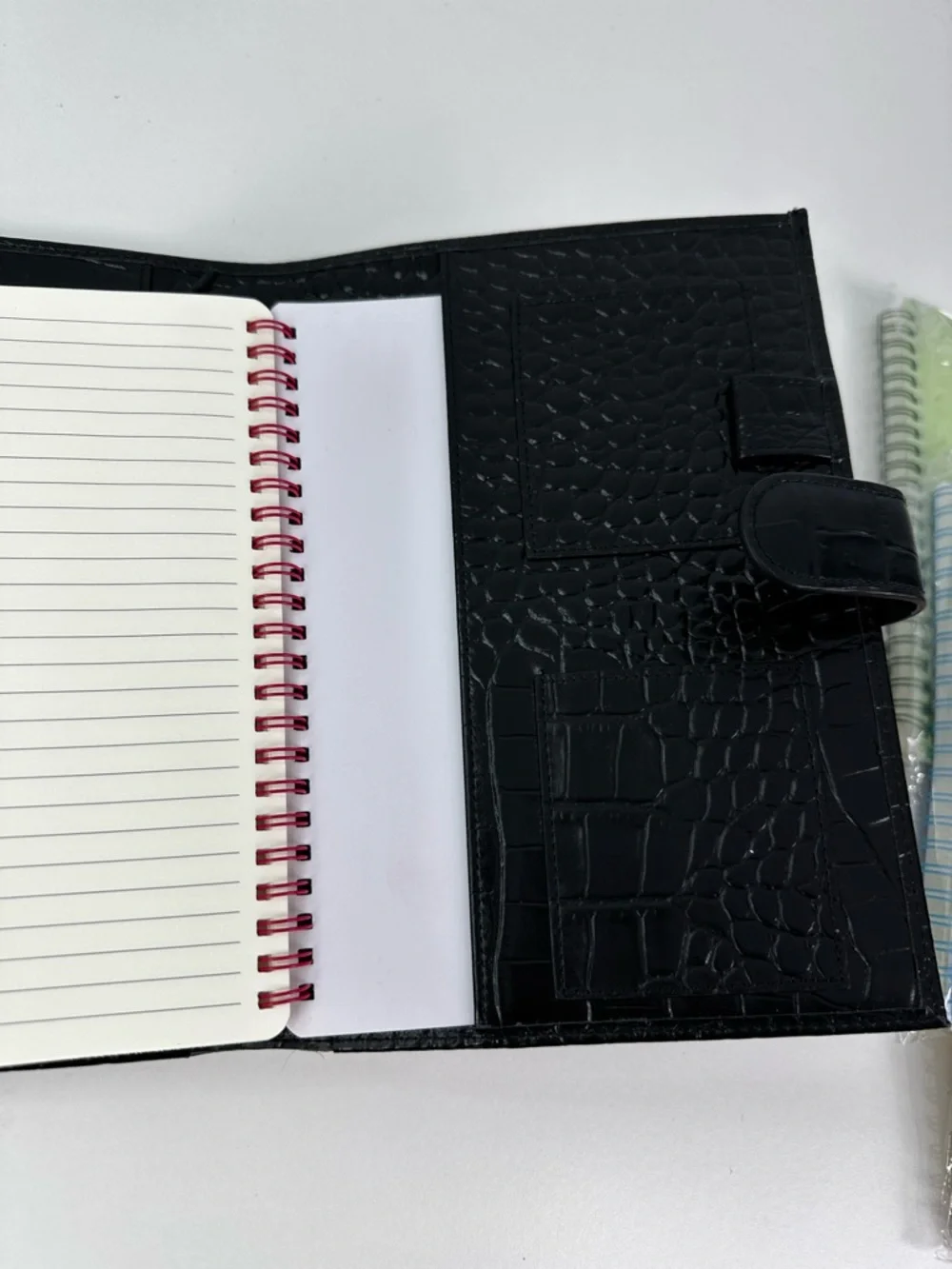 Black Croc Embossed A5 Planner with Four Wirebound Notebooks Snap Closure